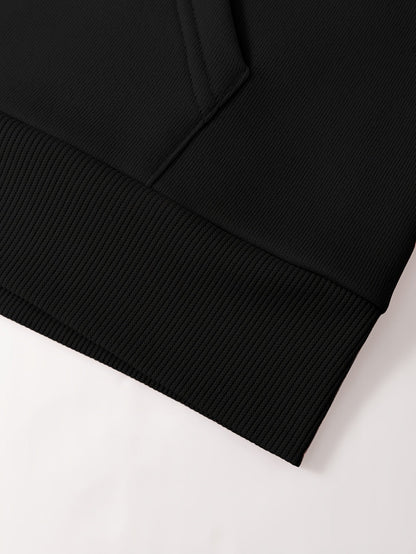 Sweat à capuche noir avec motif cerises et nœud léopard style décontracté