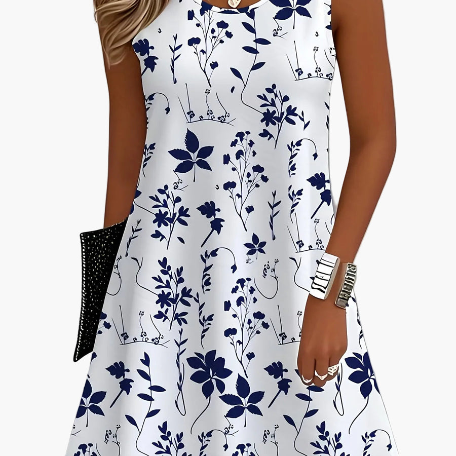 Robe d'été décontractée sans manches femme style floral chic