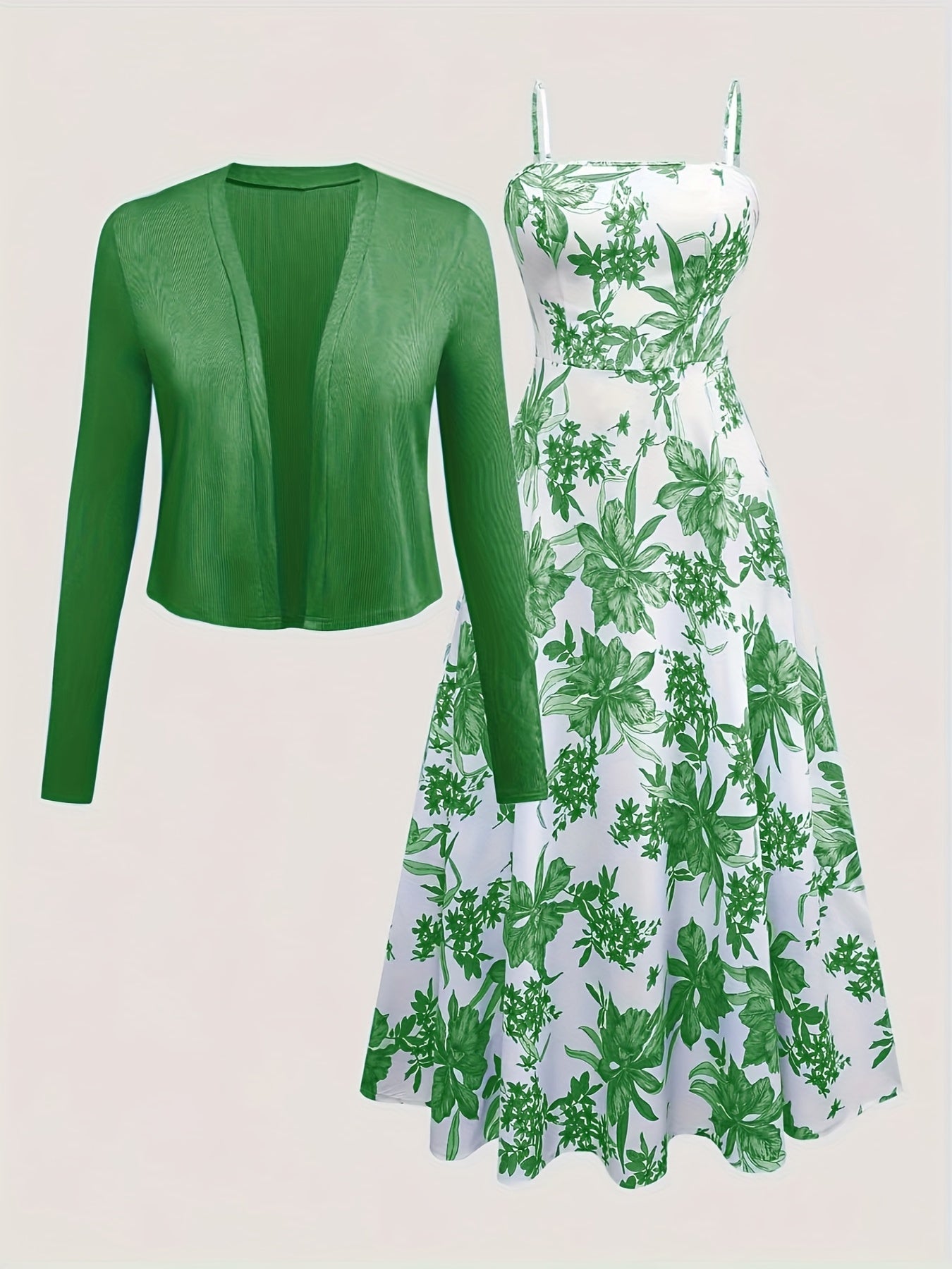 Robe Fleurie et Gilet Léger pour Femme Style Élégant et Décontracté