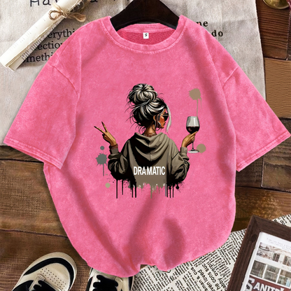 T-shirt Femme Style Décontracté Motif Dramatique avec Illustration Moderne
