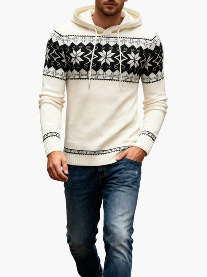 Sudadera con capucha de Navidad con motivo nórdico para hombre, estilo casual otoño/invierno