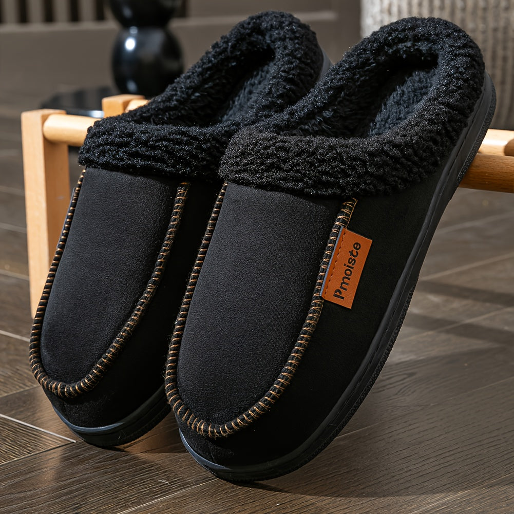 Chausson d'intérieur chaud doublé fourrure synthétique pour homme, semelle antidérapante