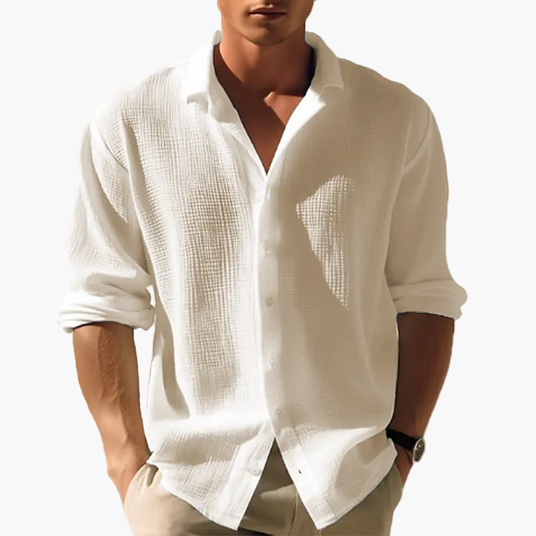 Chemise décontractée homme à manches longues style estival pour tenues urbaines et vacances