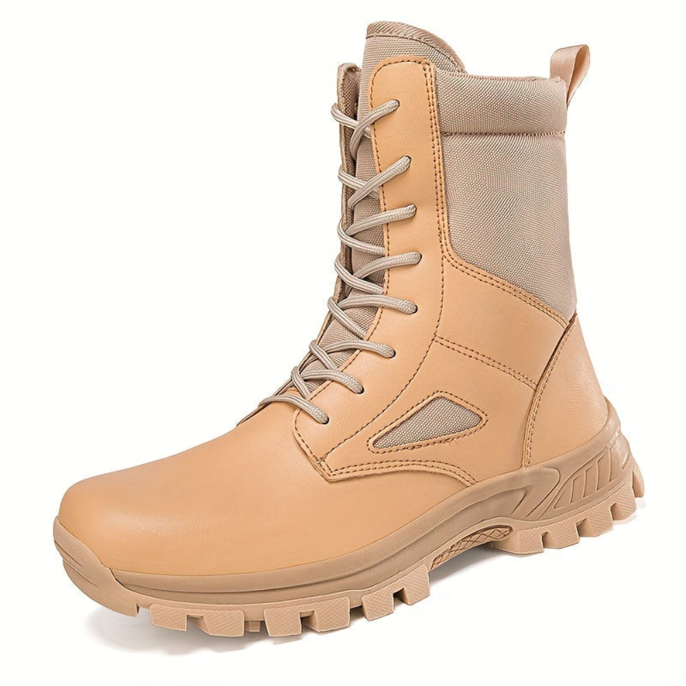 Bottes hautes tactiques à lacets pour homme, robustes et antidérapantes