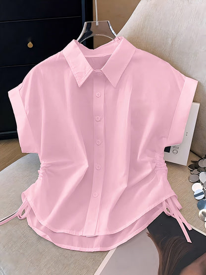 Chemise Femme Manches Courtes Élégante à Boutons Style Moderne