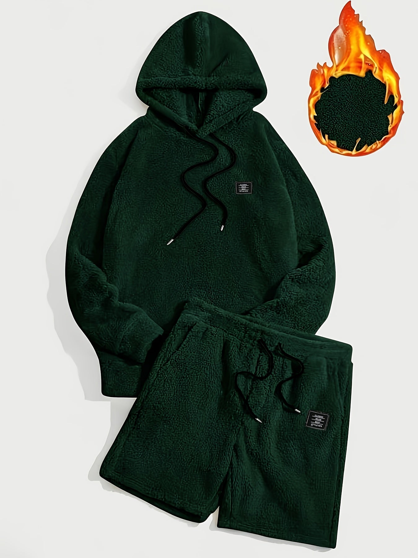 Ensemble Homme Doux Hoodie et Short Molletonné Gris Clair