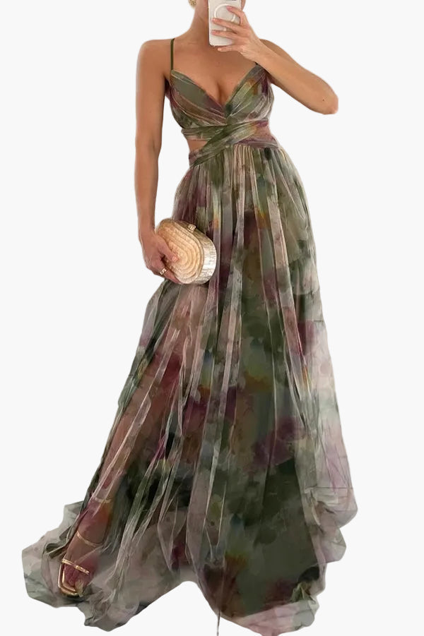 Robe longue maxi fleurie style soirée pour femme – Élégante et bohème chic