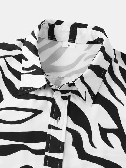 Camicia uomo a maniche corte stile resort con motivo zebrato di tendenza per l'estate
