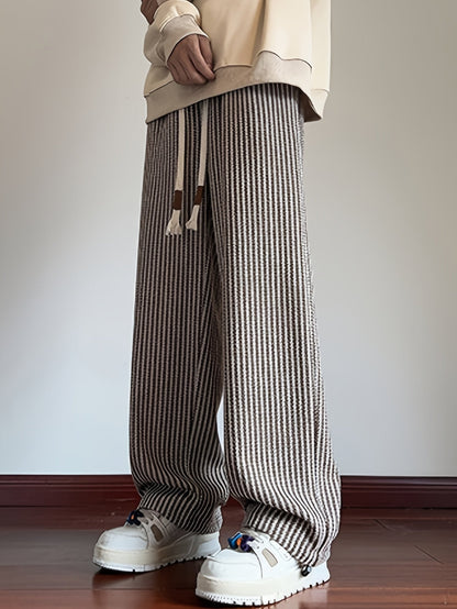 Pantalon décontracté à jambes droites pour homme style streetwear avec motif chevrons