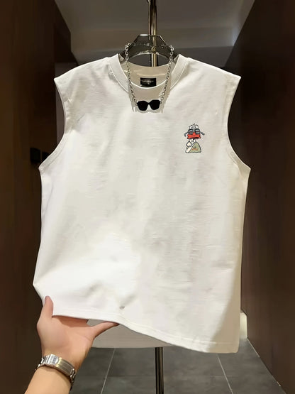 Canotta senza maniche streetwear uomo motivo anatra grafica tendenza urbana