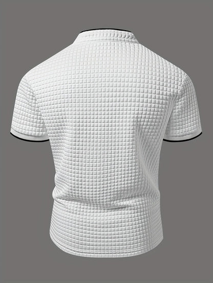 Polo casual para hombre con cuello Henley estilo chic para salidas y uso diario