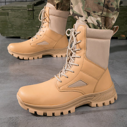 Bottes hautes tactiques à lacets pour homme, robustes et antidérapantes