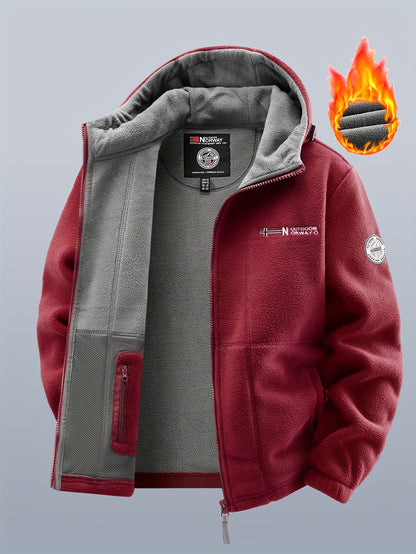 Veste polaire à capuche homme Bleu marine double épaisseur extérieur