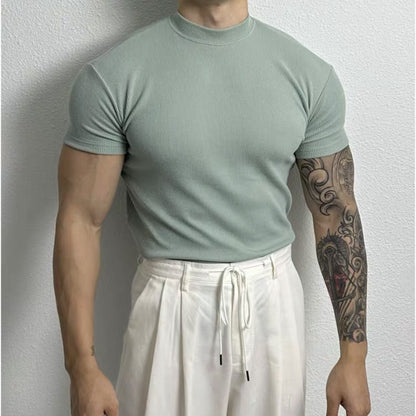 Ralph – T-shirt Stretch à Col Demi-Américain Uni