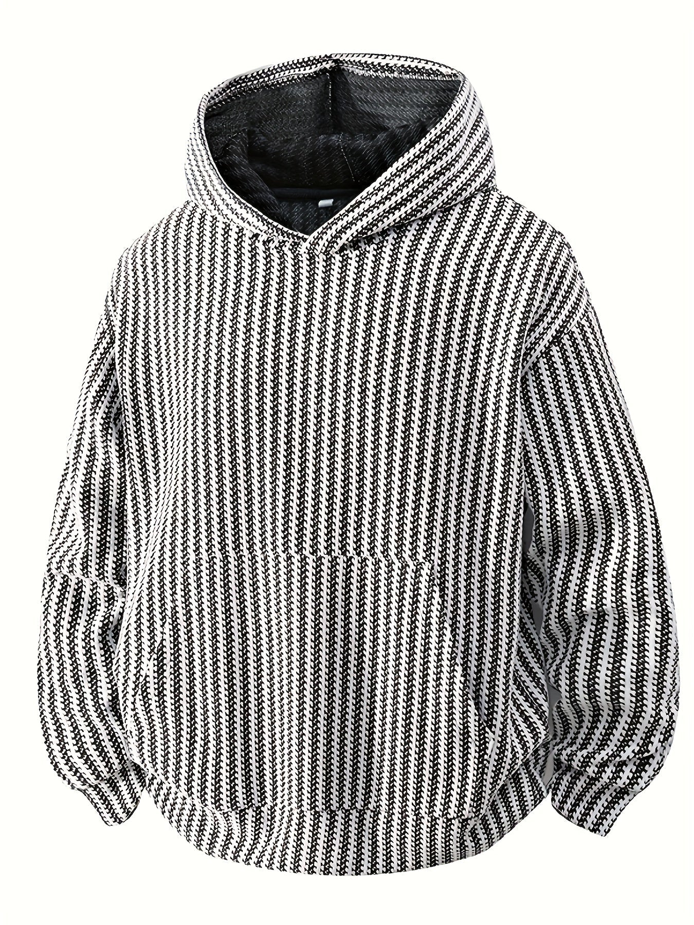 Sweat à Capuche Texturé Noir Oversize avec Poche Kangourou pour Homme
