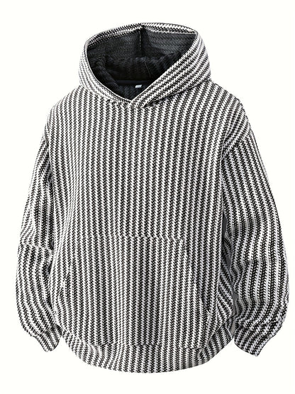 Sweat à Capuche Texturé Noir Oversize avec Poche Kangourou pour Homme