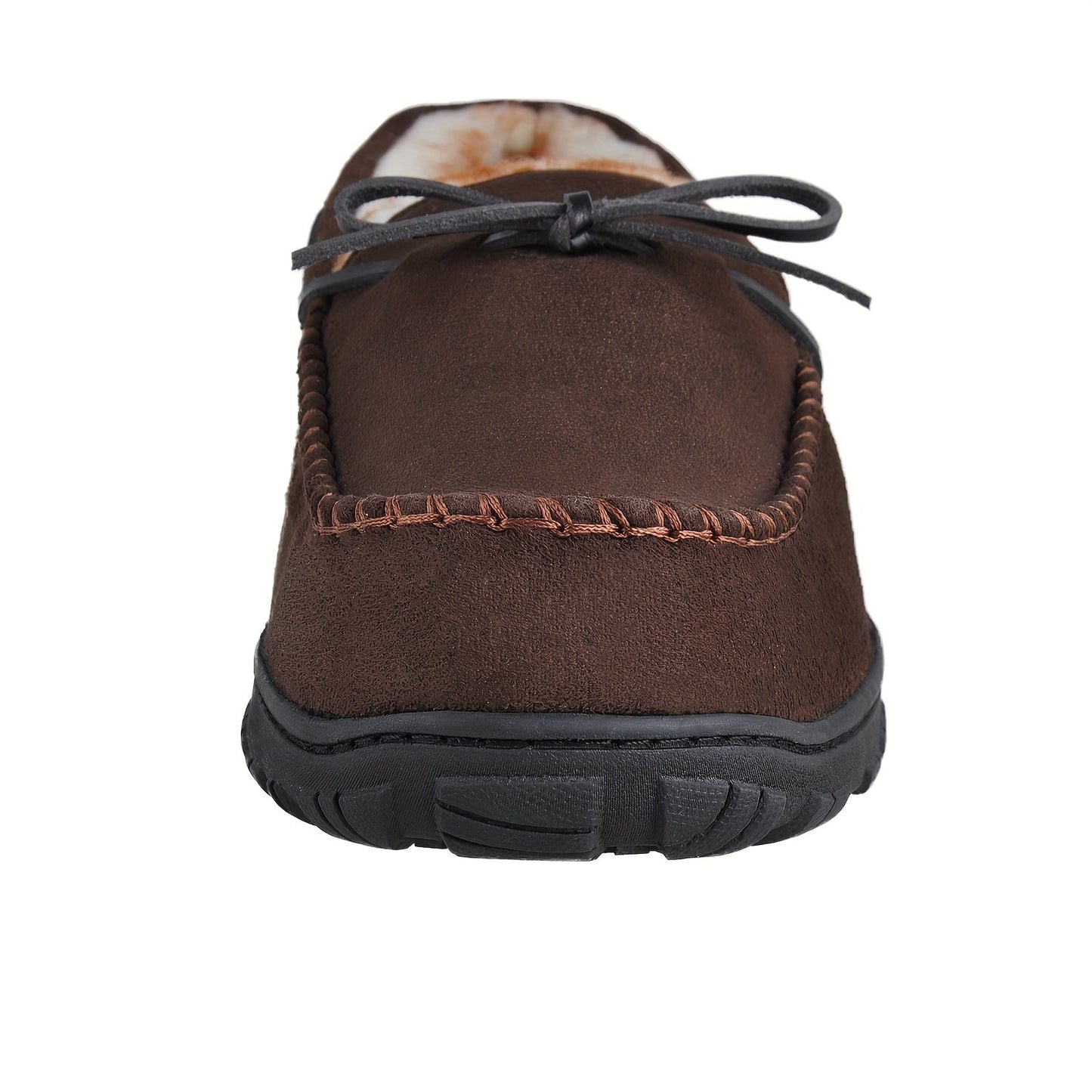 Chausson Mocassin Homme Doublé Façon Fourrure Noir Marron Beige