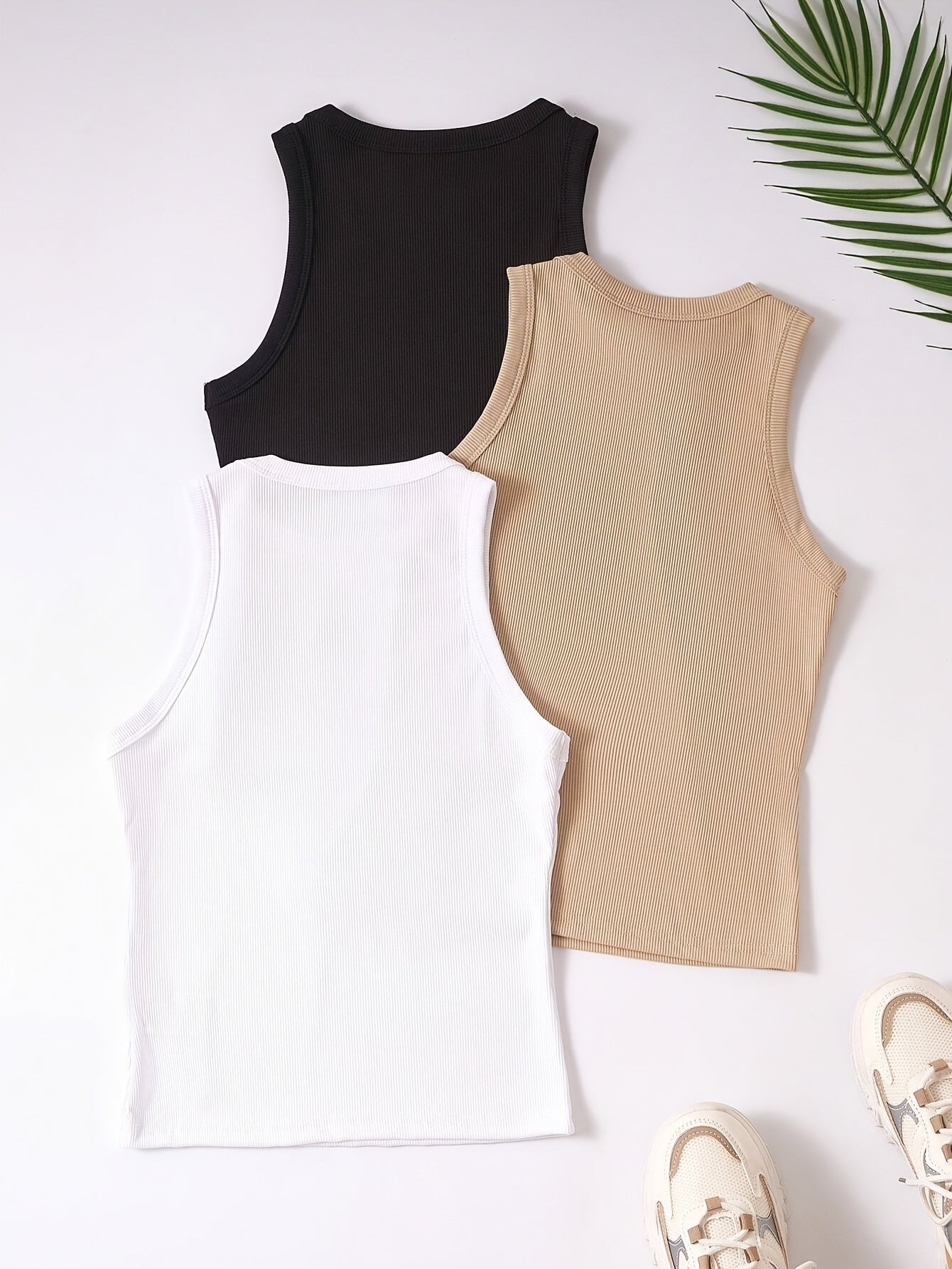 Débardeur Femme Lot de 3 Style Sport Col Rond Sans Manches Idéal Été