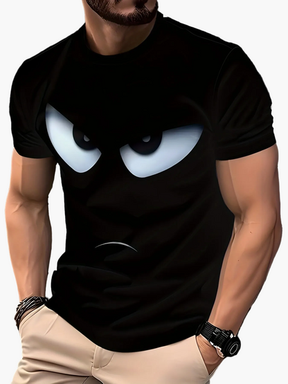 T-shirt Homme Motif Regard Intense Style Décontracté Idéal Quotidien