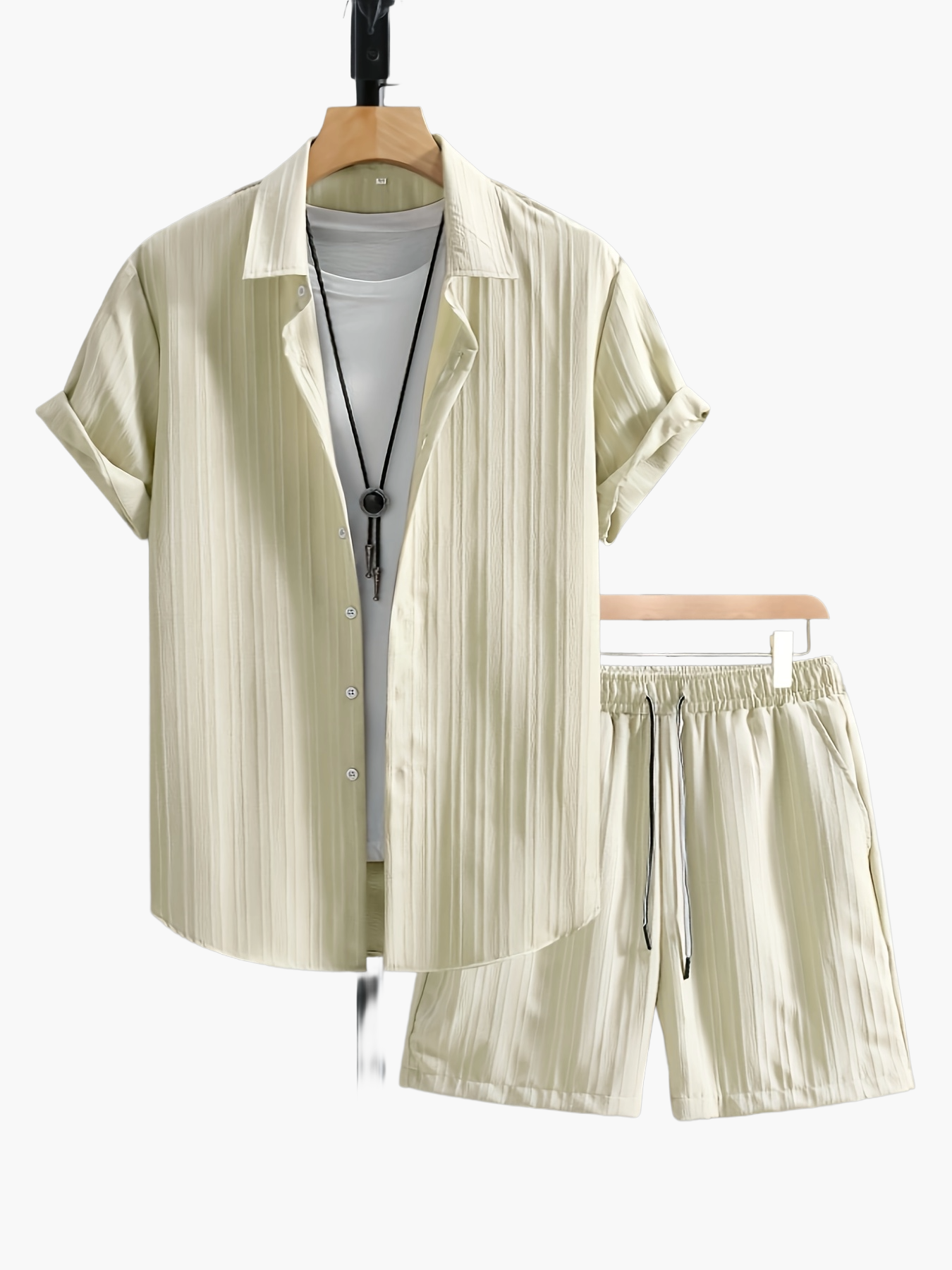 Ensemble Chemise et Short Décontracté Homme Style Plissé - Look Estival Chic et Moderne