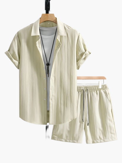 Ensemble Chemise et Short Décontracté Homme Style Plissé - Look Estival Chic et Moderne