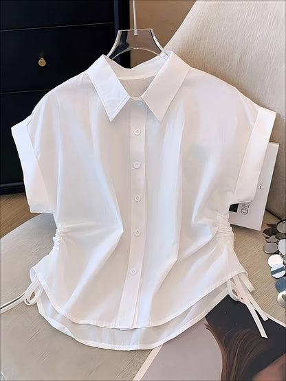 Chemise Femme Manches Courtes Élégante à Boutons Style Moderne