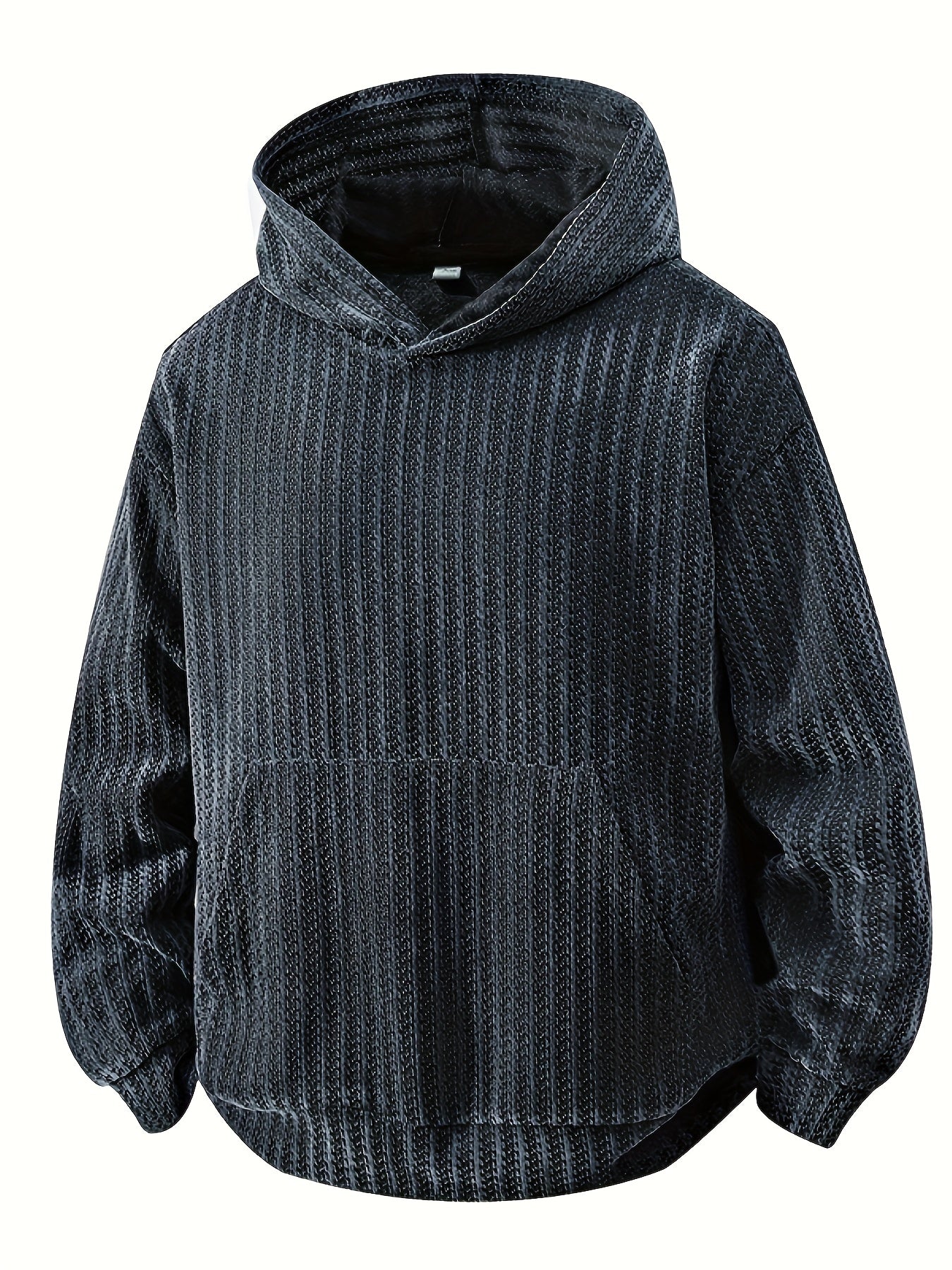 Sweat à Capuche Texturé Noir Oversize avec Poche Kangourou pour Homme