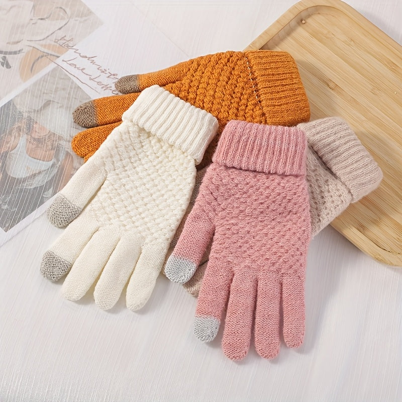 Gants tactiles tricotés pour écran d'hiver unisexe multicolores