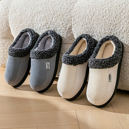 Chaussons rembourrés côtelés doublés doux pour intérieur Confortables