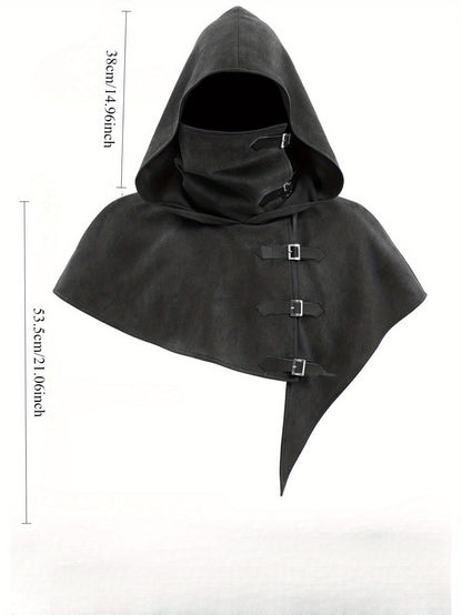 Capuche avec masque intégré et capeline à boucles – Style médiéval pour homme ou femme