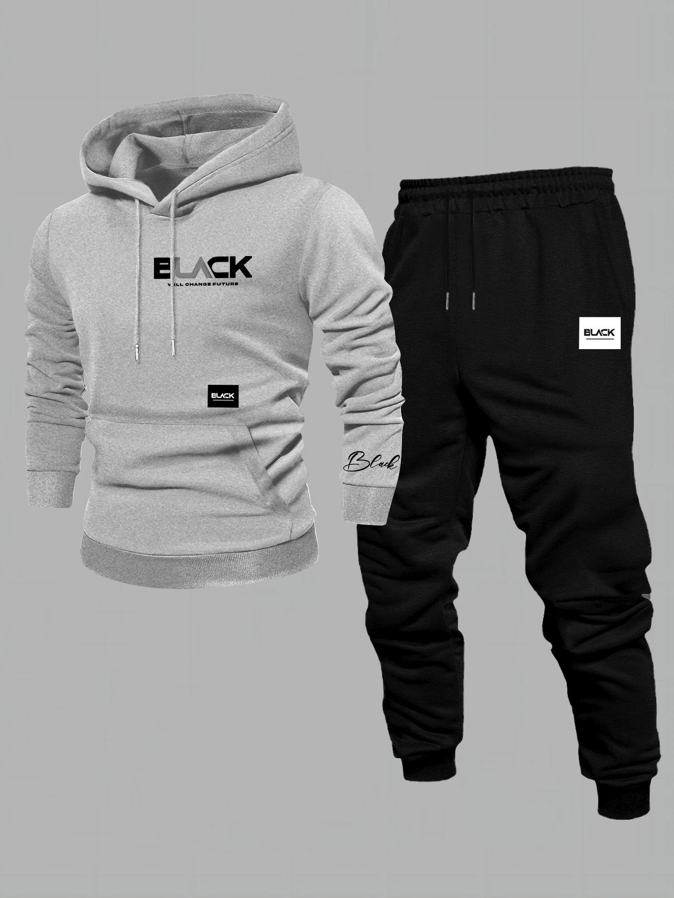 Ensemble Survêtement Homme Capuche et Pantalon Jogging Uni avec Cordon