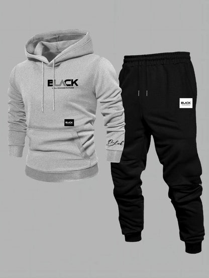 Ensemble Survêtement Homme Capuche et Pantalon Jogging Uni avec Cordon