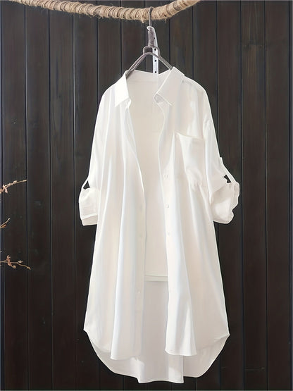 Langes Hemdblusenkleid im lässigen Stil für Damen, ideal für Frühling und Sommer  