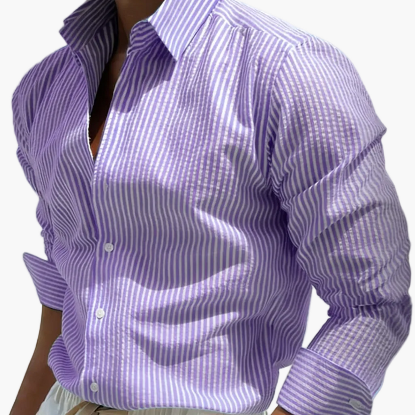 Chemise homme à rayures style décontracté pour la plage ou le bureau