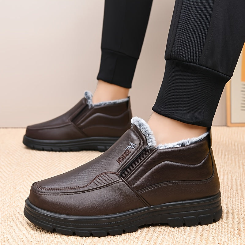 Bottes courtes homme fourrées marron foncé antidérapantes