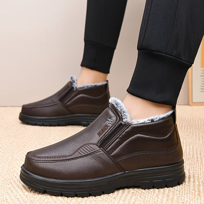 Bottes courtes homme fourrées marron foncé antidérapantes