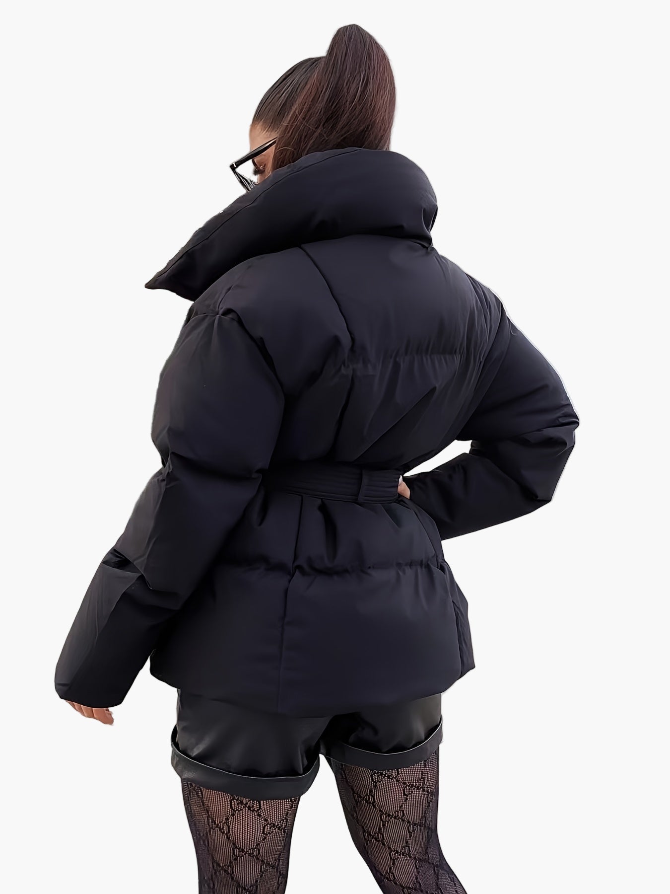 Chaqueta acolchada con cinturón estilo casual para mujer – Ideal para invierno y entretiempo