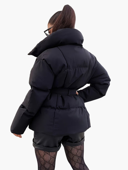 Chaqueta acolchada con cinturón estilo casual para mujer – Ideal para invierno y entretiempo