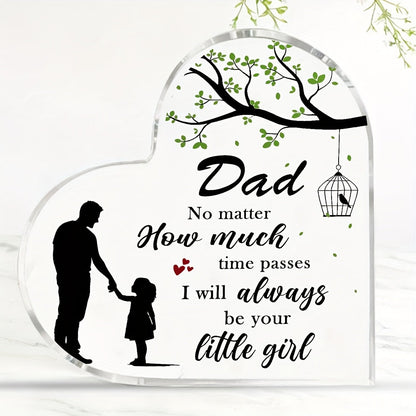 Regalo decorativo per papà – Targa a forma di cuore con messaggio emozionale per figlia, stile moderno, ideale per la Festa del Papà o compleanno