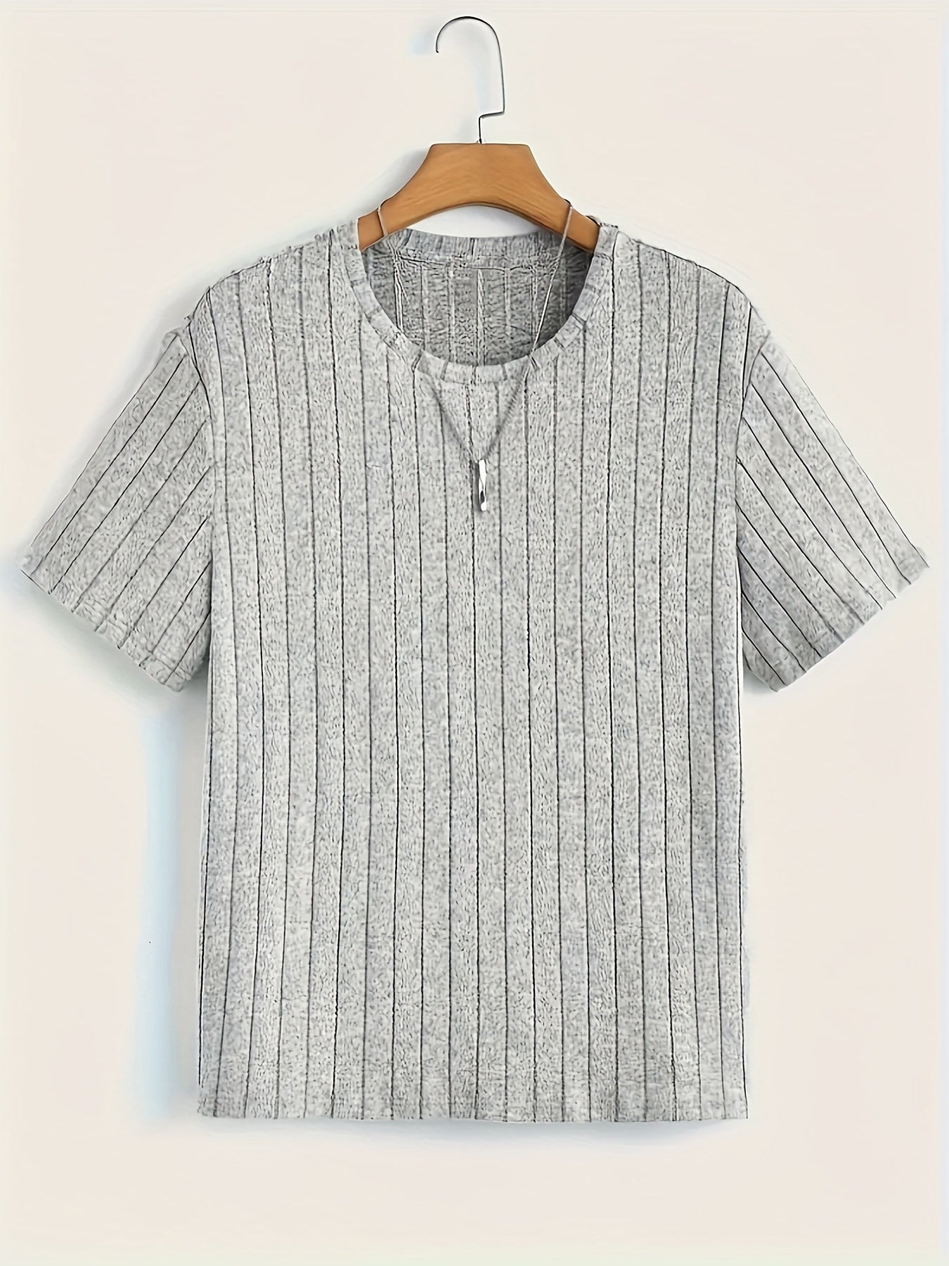 T-shirt à manches courtes pour homme style moderne à rayures texturées – Casual chic et polyvalent