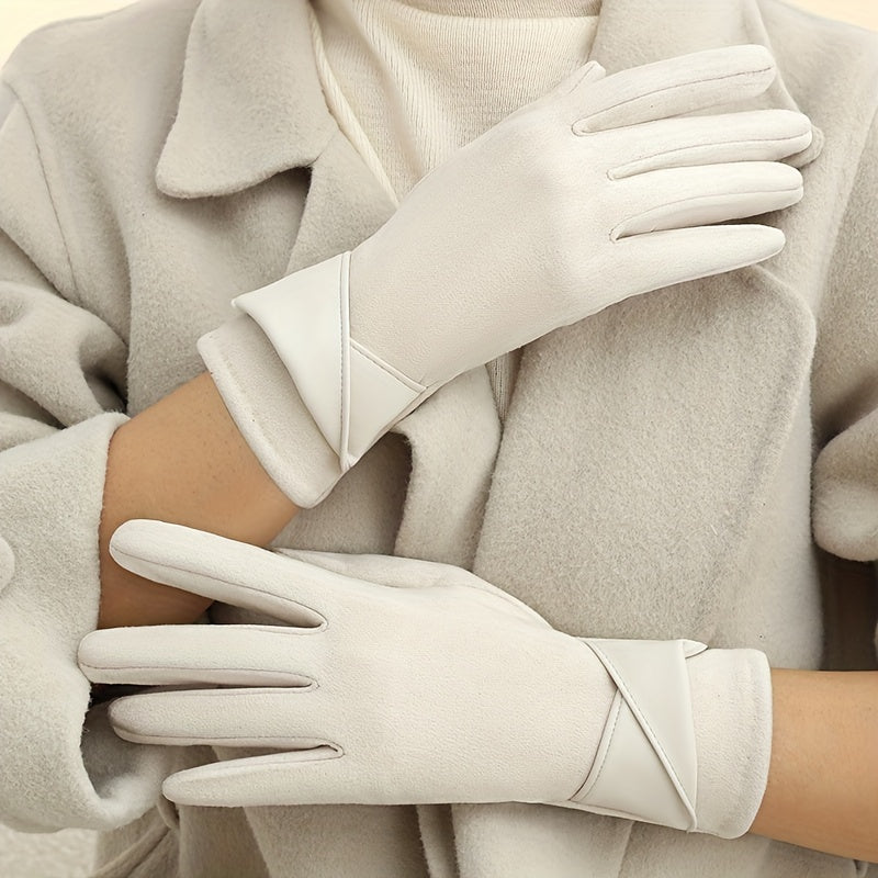 Gants Femme Hiver Chauds avec Manchette Décorative Multicolore