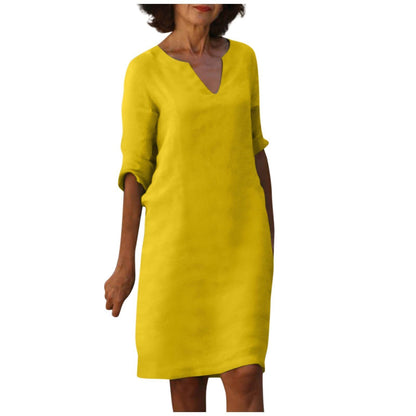 Robe décontractée rétro pour femme, manches mi-longues, style artistique, grande taille, multi-couleurs