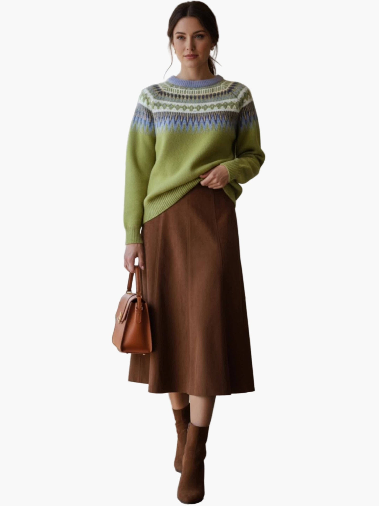 Jersey Mujer Estilo Nórdico Chic Mangas Largas Motivo Geométrico para Otoño y Primavera
