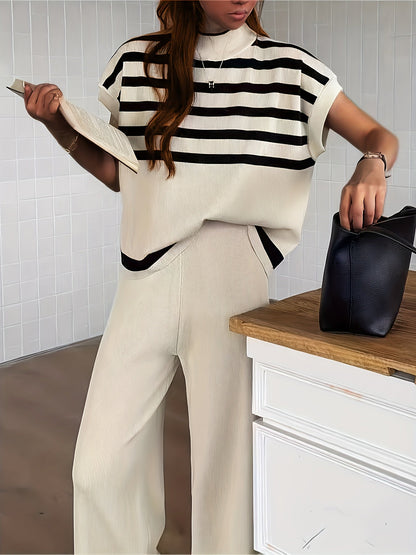 Elegant damesensemble in marinière stijl, casual chic voor lente/zomer