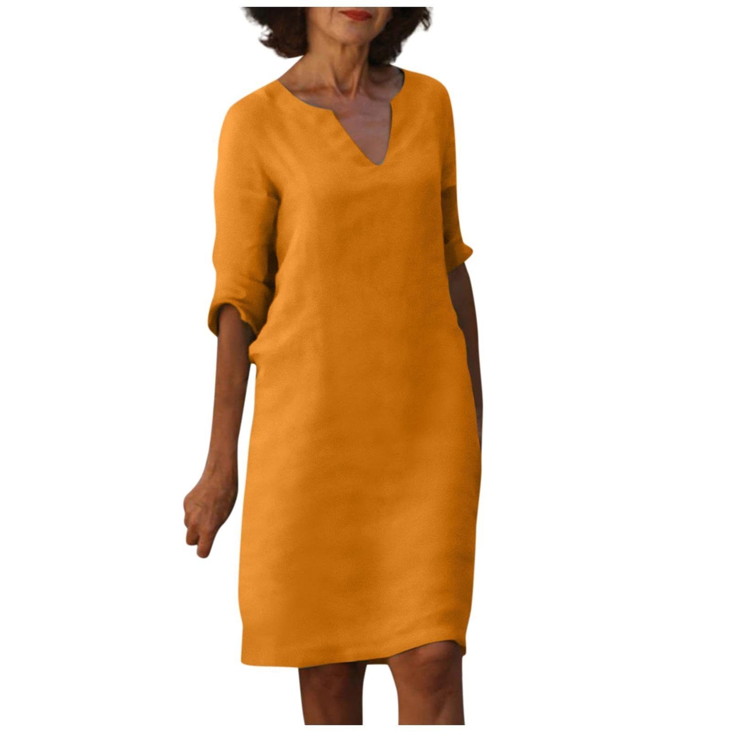 Robe décontractée rétro pour femme, manches mi-longues, style artistique, grande taille, multi-couleurs