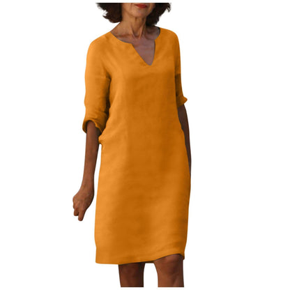 Robe décontractée rétro pour femme, manches mi-longues, style artistique, grande taille, multi-couleurs