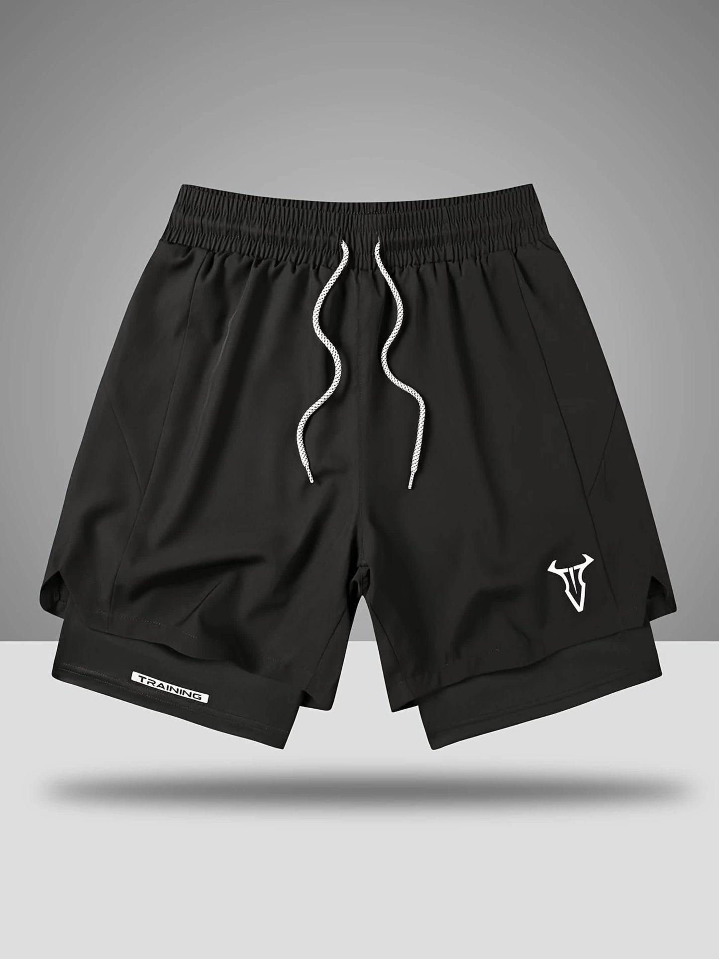 Short de sport homme entraînement double couche style moderne pour fitness et course à pied