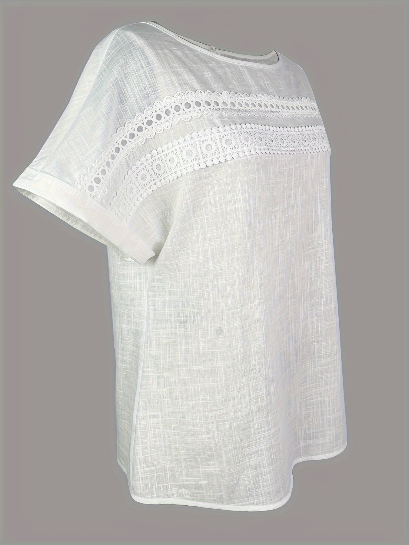 Elegant blus för kvinnor med spets, avslappnad stil, sommar och vår