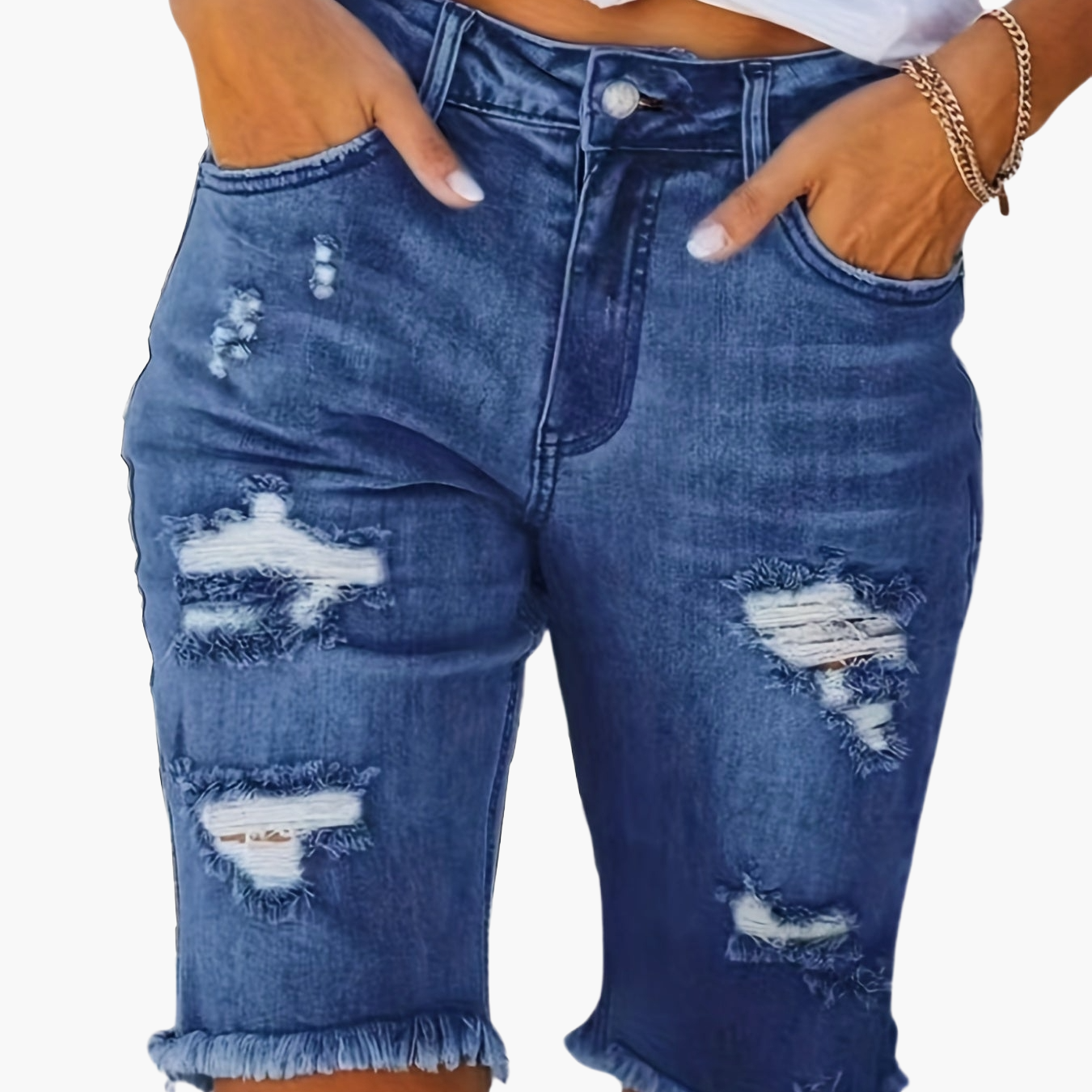 Bermuda casual strappato per donna – Stile urbano alla moda estate