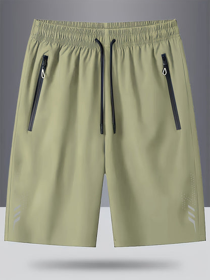Short de sport décontracté pour homme avec poches zippées et motif géométrique